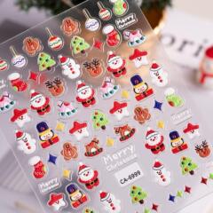 クリスマスシリーズネイルアートステッカー 5D レリーフ立体雪だるまクリスマスツリー diy ネイルステッカージュエリー CA スタイル