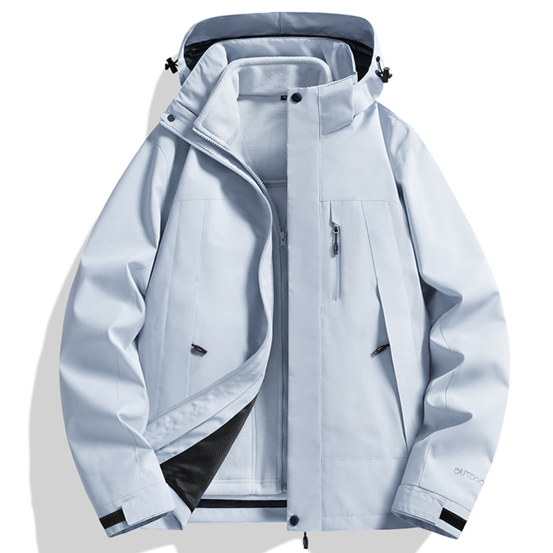 2025 New Camel Style Couple Three-In-One Jacket Windproof and Waterproof Removable Liner Mountaineering Jacket Windbreaker Wide