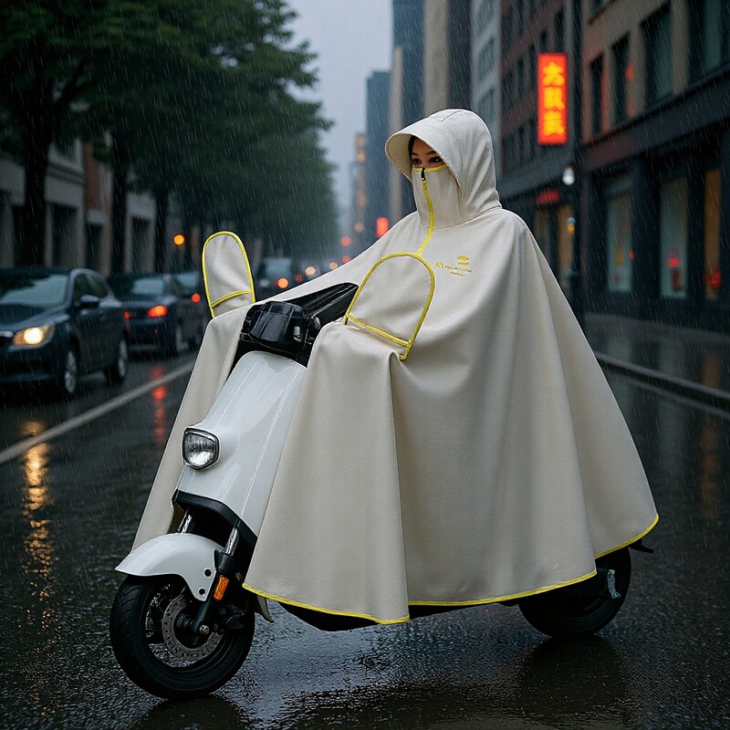 Raincoat for Electric Bike Riding, Women's Poncho, Extra Large and Thick, Long Style, Full-Body Storm Protection, 2025 New Model, Outerwear Poncho for Men