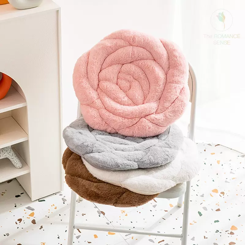 粉色花朵椅子坐垫屁垫加厚椅垫办公室久坐女座垫毛绒凳子软座美臀