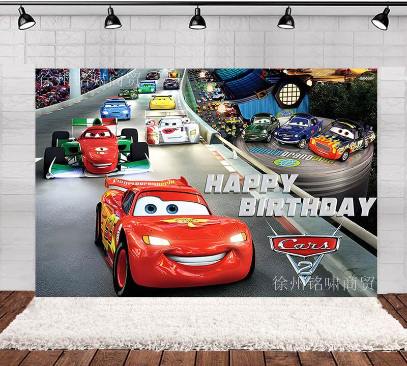 Lightning McQueen Cars Racing Birthday Theme Photography Background Cloth Cross-border Wholesale Banners