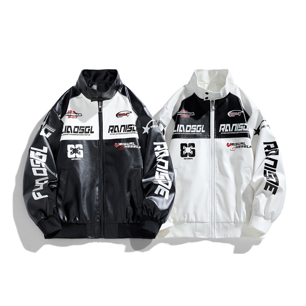 Street Trendy Fashion Stehkragen Casual Frühling und Herbst Neue Lose Herren Motorrad Lederjacke_voghion.com