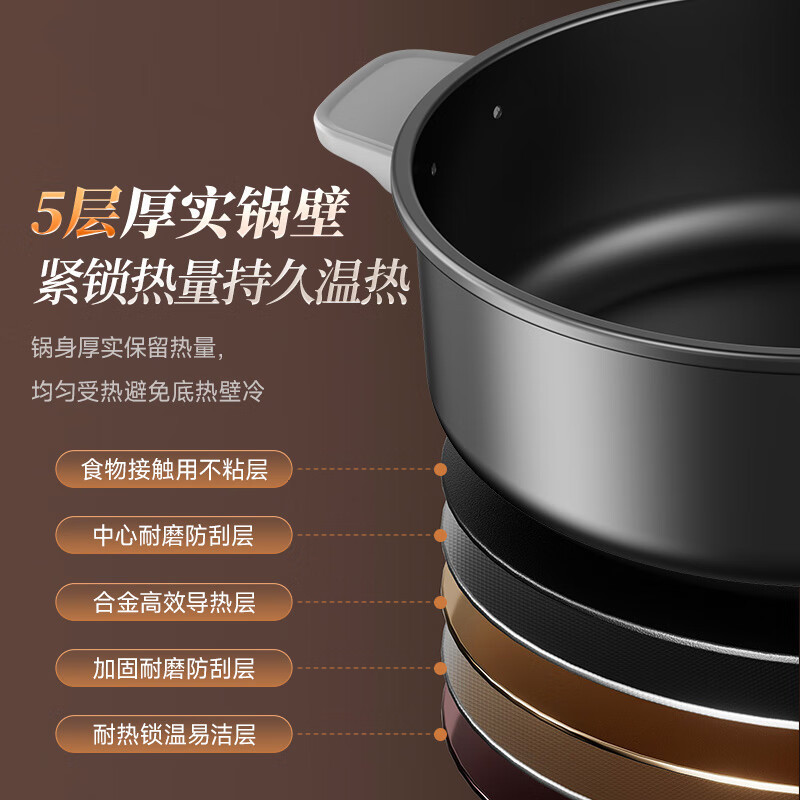小熊电火锅家用汤锅分体式可拆洗多功能6L大容量厨房电煮锅电热锅|undefined