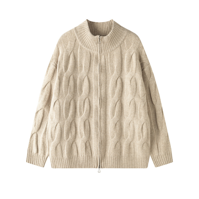 Twisted retro hombre otoño invierno americano cremallera cardigan suéter casual básico americano jersey perezoso suéter de viento