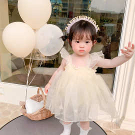 25夏款好童郎仙女公主蝴蝶翅膀女宝哈衣裙子婴儿周岁百天外出衣服