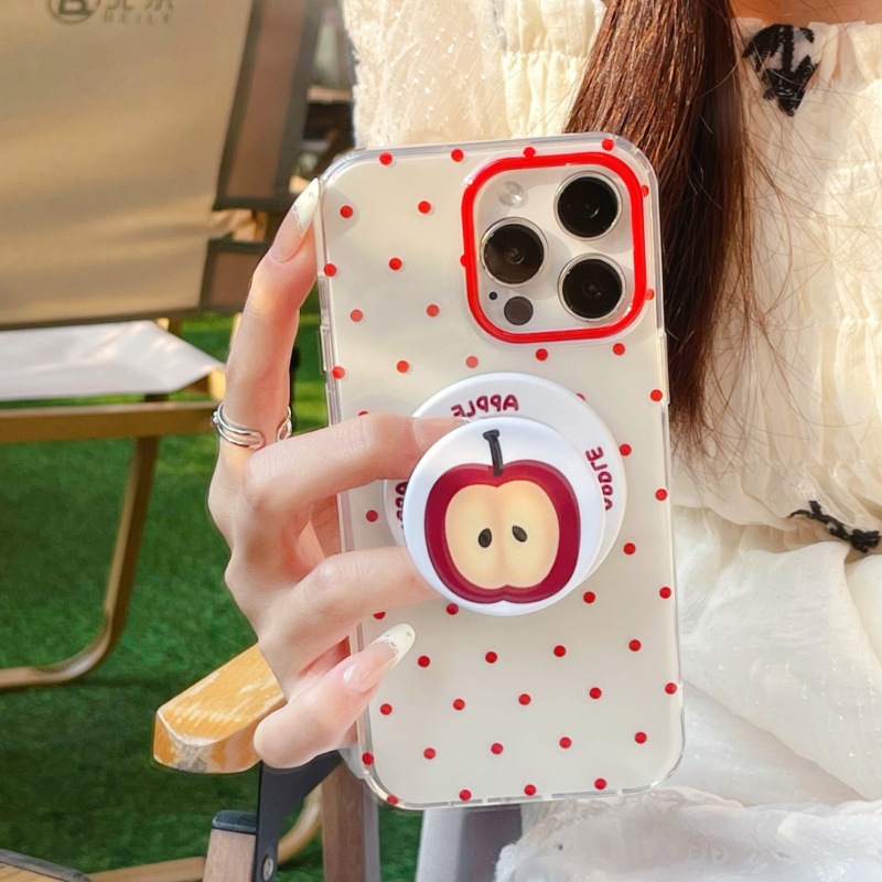 Punto de onda roja coreana Apple magnético para Apple 15Pro/16Pro funda para teléfono móvil 14ProMax femenino 13 nuevo 16P