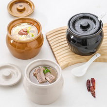 中式瓦罐炖盅隔水炖一人食蒸蛋炖罐带盖汤罐沙县小吃陶瓷煨汤汤盅