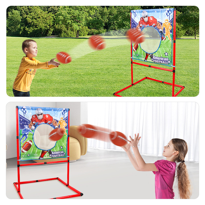 Niños con iluminación rack de rugby lanzar pelota práctica puntuación juego blanco de tela juguete deportivo interior y exterior