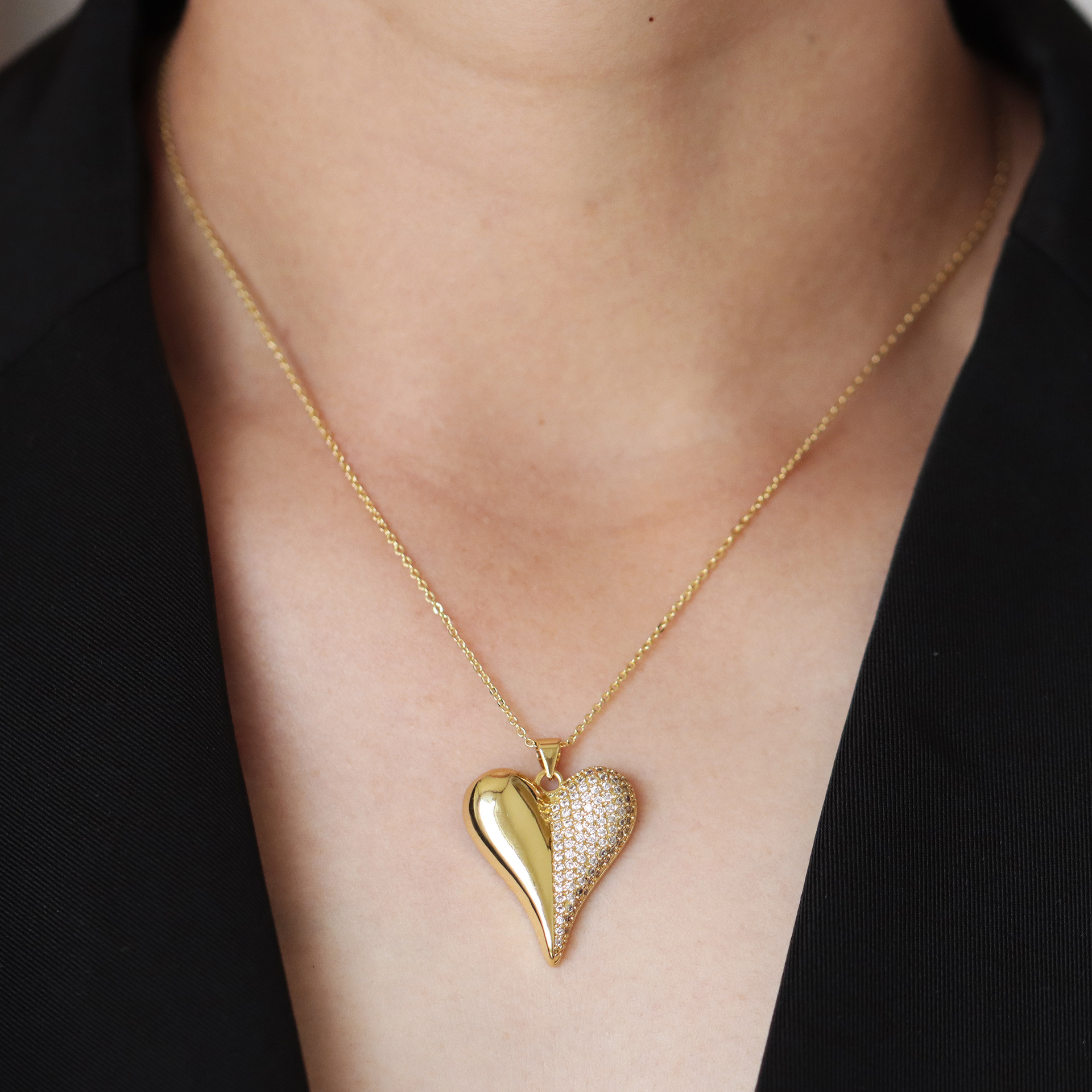 12g Weight Copper Pendant Material Pendant Necklace Classification Copper Chain Material 1 Piece Quantity Daily Occasion Copper Material Heart Shape Pattern Women's Gender Simple Style Style Copper Heart Shape Pendant Necklace 1
