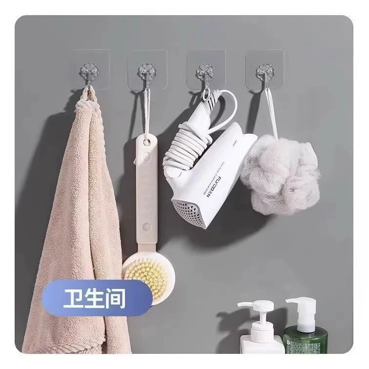Sticky hook strong paste and hook free of punching without trace Against glue transparent kitchen wall hook stickers strong wall surface