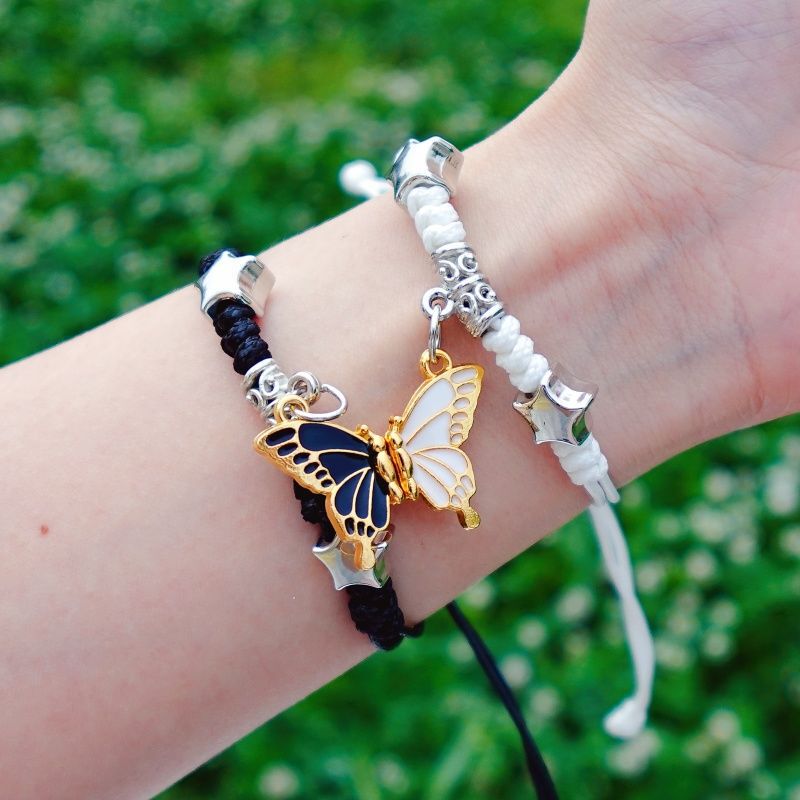 Cute Butterfly Magnetic Couple Bracelet, Super Fairy-Like Simple Woven Bracelet for Girls, Perfect Valentine's Day Gift for Best Friends Cute Butterfly Magnetic Couple Bracelet, Super Fairy-Like Simple Woven Bracelet for Girls, Perfect Valentine's Day Gift for Best Friends