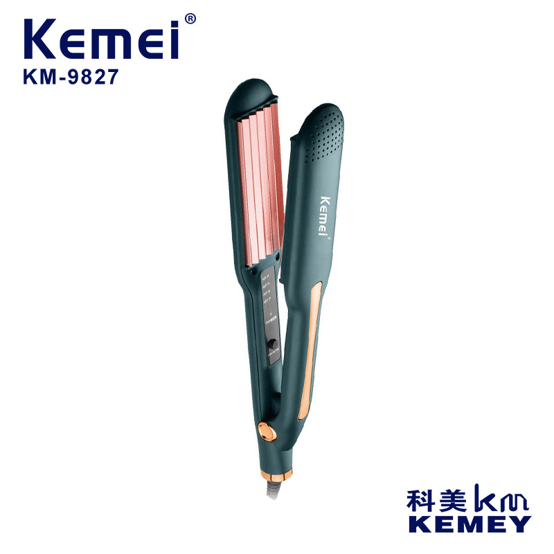 Rizador de pelo Kemei transfronterizo KM-9827, plancha de pelo doméstica para ondas y alisado, venta al por mayor image 1