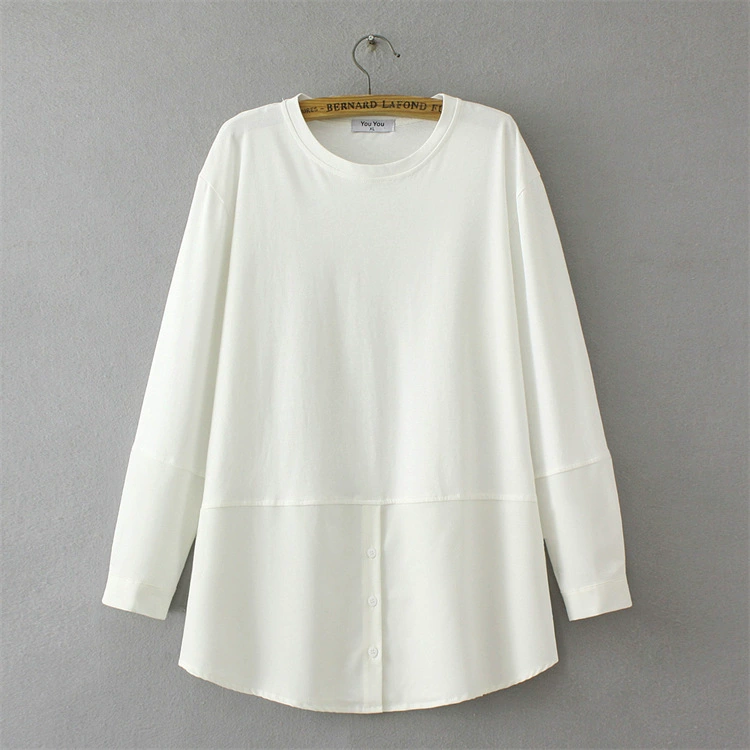 2023 осенняя одежда Новая куртка больших размеров с нижней рубашкой пухлая девушка Джокер Тонкая Корейская версия футболка с длинным рукавом с вышивкой 859