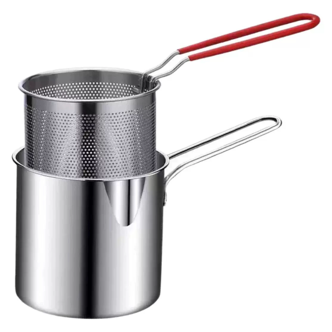 Cross -border fried pan multifunctional stainless steel small pot household deep pot gas mini pot filter filter -saving oil fried pot