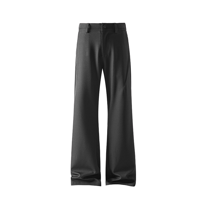 Pleated American-style Micro-flare Suit Pants For Men, 2026 Spring Straight-leg Drapey Long Pants, Loose Casual_voghion.com