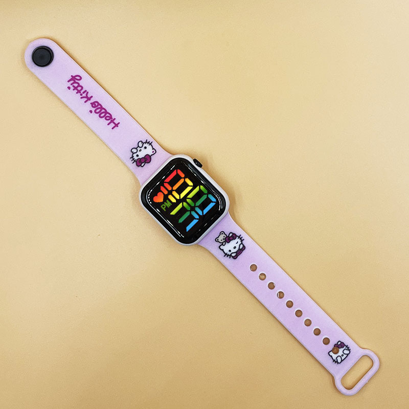 El comercio exterior de impresión en color de dibujos animados LED reloj electrónico color fresco luz botón digital niños estudiante reloj fuente de fábrica