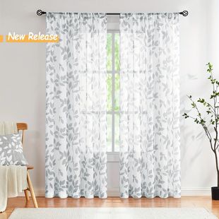Cross-Border Amazon Window Screen Leaf Printing Window Screen Living Room Bedroom Balcony Window Screen Pastoral Small Fresh Style Wholesale