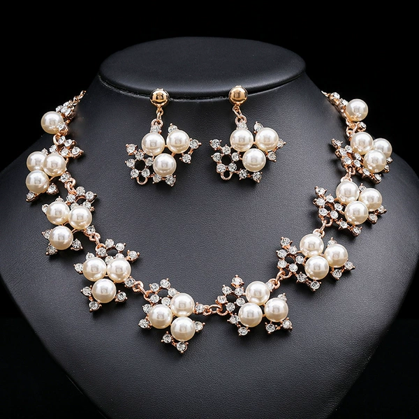 5# Golden Pearl Diamond Necklace Set (DA0921)