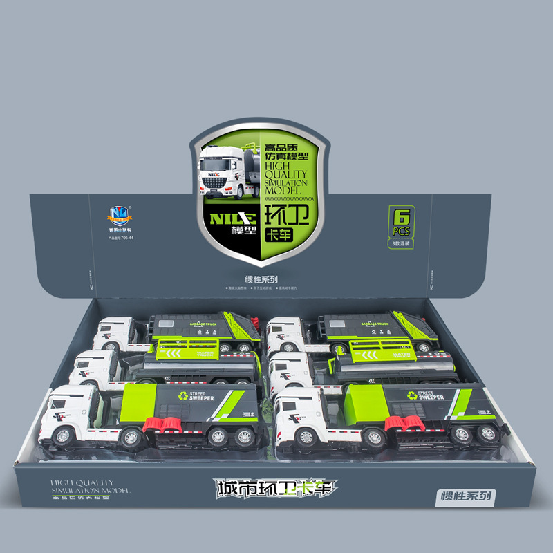 Sanidad urbana infantil remolque juguete simulación camión de transporte de basura niño dirección delantera gran barredora inercial