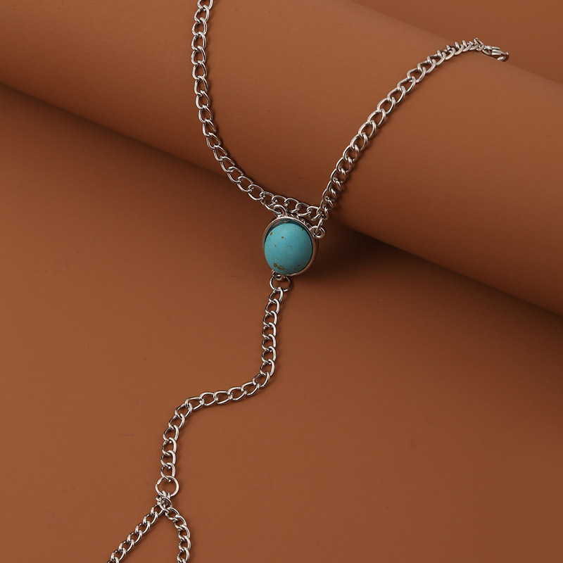 Foreign Trade Retro Simple Long Turquoise Bracelet European And American Ins Creative Trendy Unique Finger Chain Female Accessories display picture 6