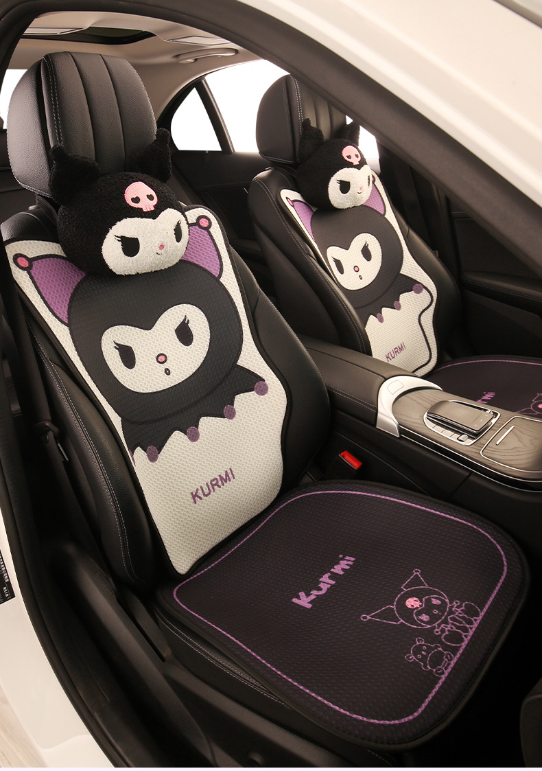 Kuromi Car Seat Cushion, Universal for All Seasons, Cute Cartoon Seat Cushion, Summer Breathable Seat Cover, Women's Rear Seat Cover