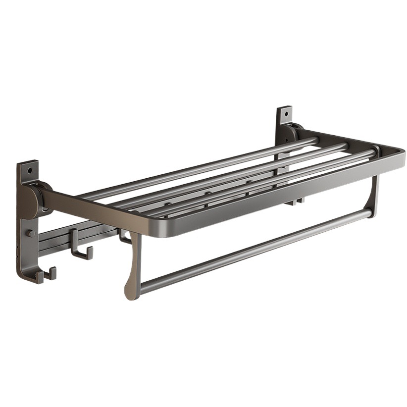 Pistola gris toallero espacio de aluminio estante de almacenamiento de baño montado en la pared sin perforar inodoro Barra de toalla inodoro