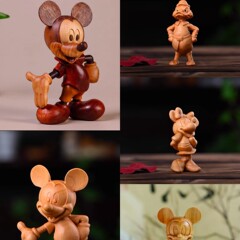 家庭用家具無垢材ミッキーミニードナルドダック木製クリエイティブデスクトップアクセサリーミッキーマウス手作り木彫りギフト