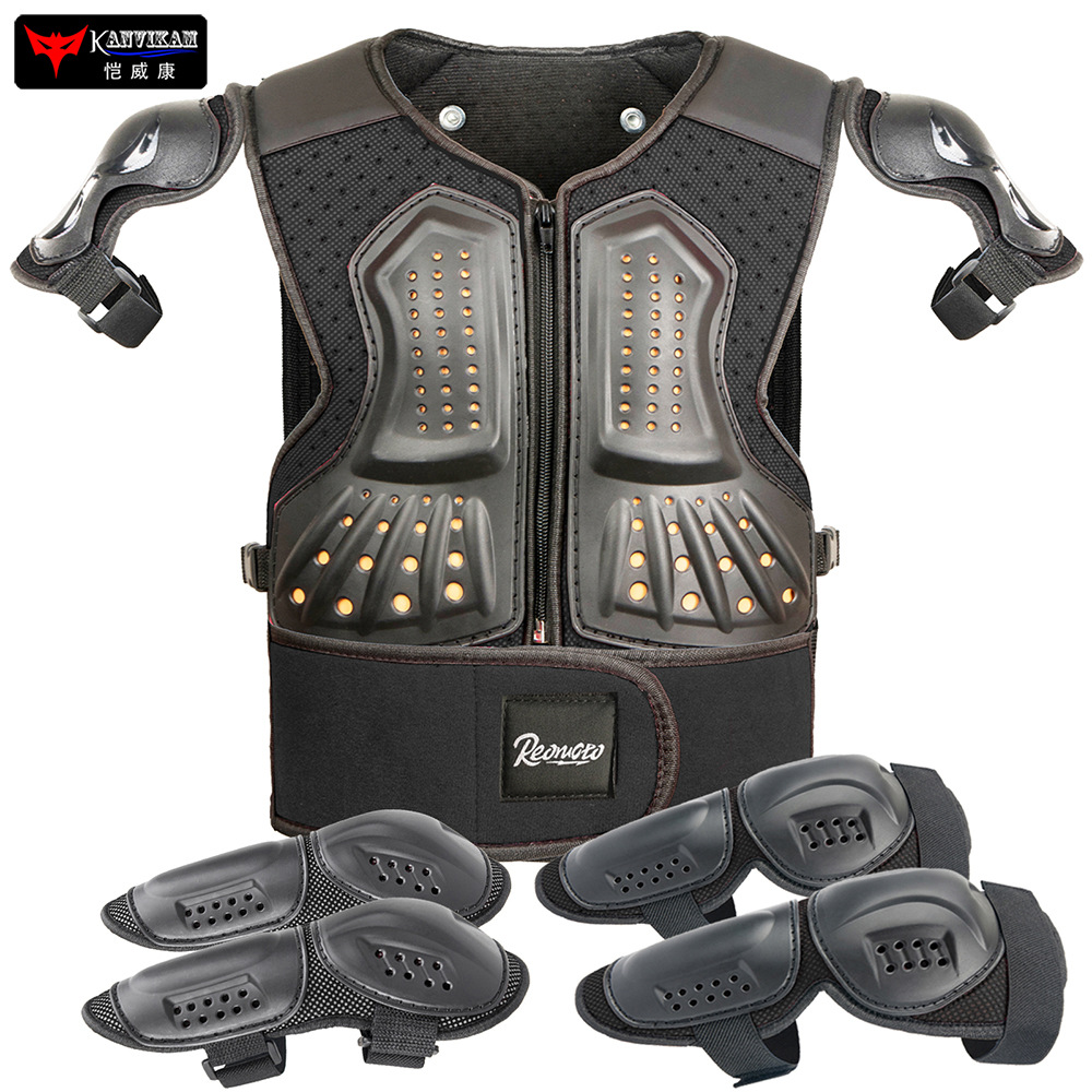chaqueta de armadura para motocicleta para niños para montar patinaje rodilla anti-caída espalda cintura equilibración dispositivo de protección deportiva