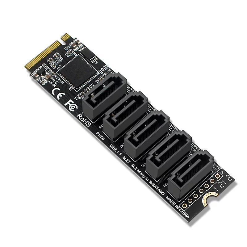 PH56 M.2 PCIe SATA6G5 карта расширения для накопителя, адаптер передачи данных JMB585 с поддержкой PM-функции
