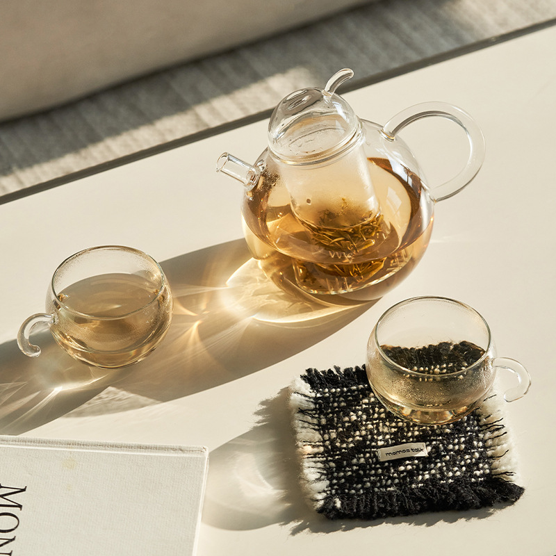 WBZ7 Moyu Fat Yali Cup Designer Glass Heated High Borosilicate Kettle Set Glass Teapot