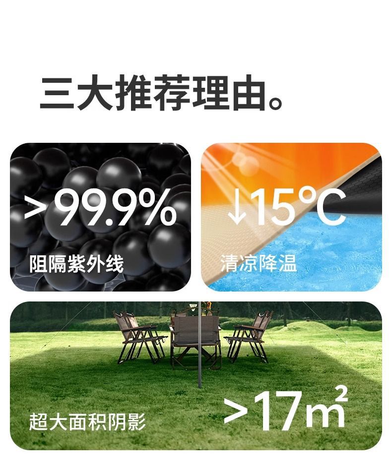 Naturehike Cloud Sky Black Vinyl Canopy Lite Outdoor Portable Camping Beach Sunshade Shelter