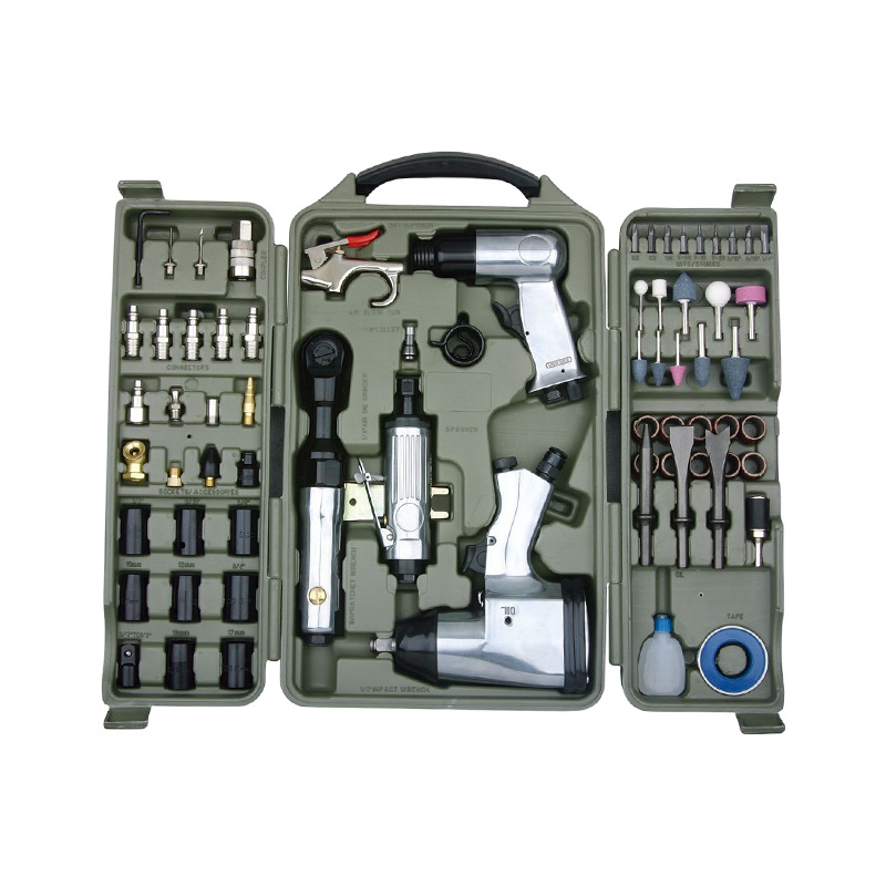 Llave neumática de WF-016 personalizada transfronteriza/pistola de aire/máquina de grabado/llave de trinquete/pala de aire Juego de herramientas de 71 piezas