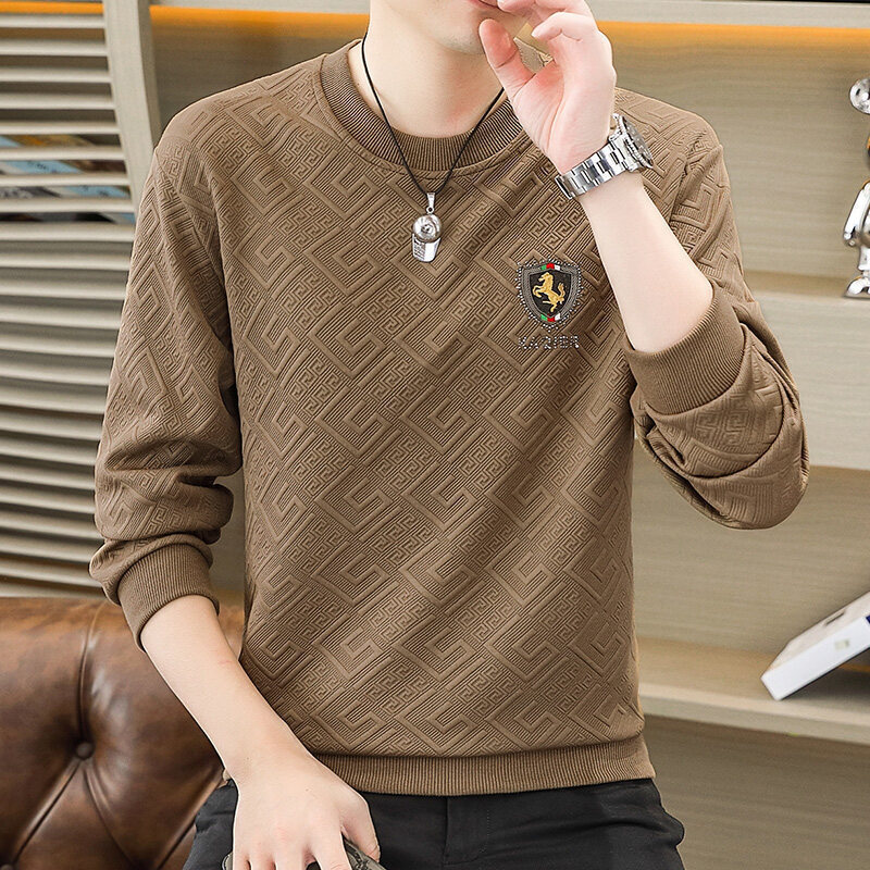 Cross-Border New Spring and Autumn Men's Long-Sleeve Base Layer T-Shirt Casual Autumn Base Shirt Suitable for Outerwear