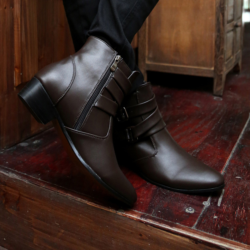 European Style Men's Leather Chukka Boots With Pointed Toe_voghion.com