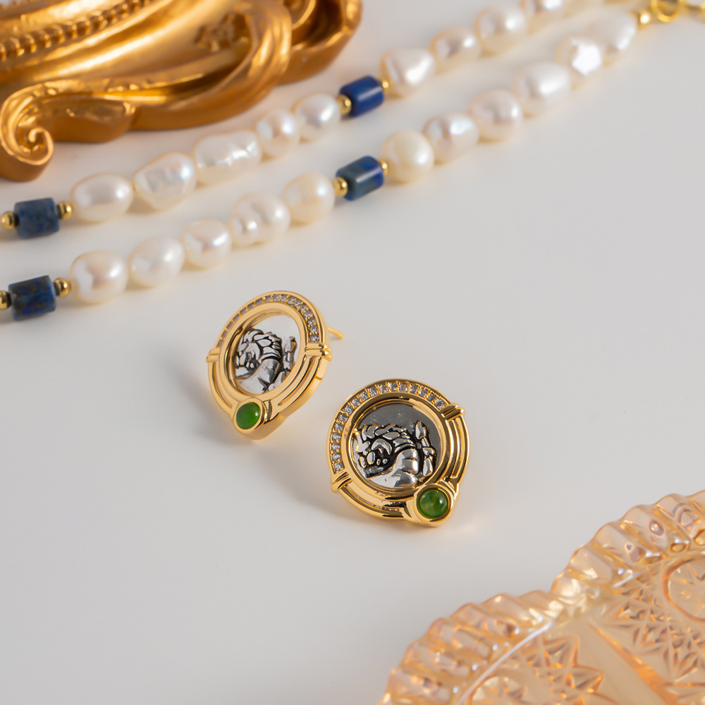 Vintage Style Geometric Copper Plating Ear Studs 1 Pair