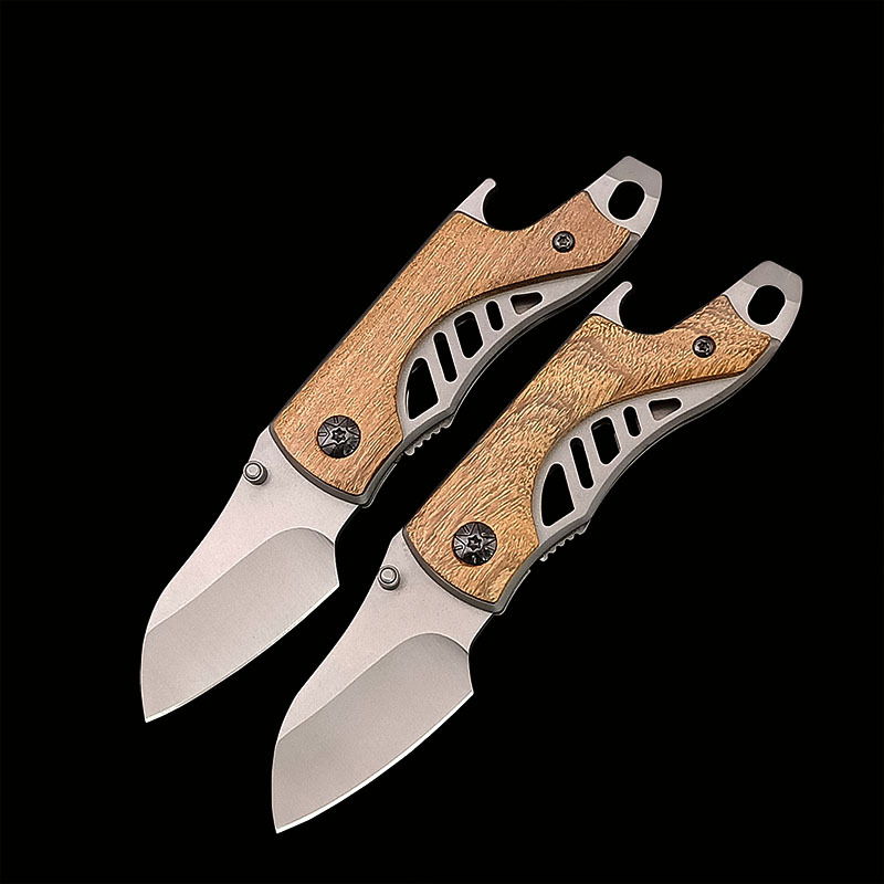 厂家直销不锈钢多功能折叠刀 户外便携折刀 野外求生刀木柄小刀