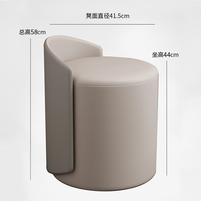 [가벼운 럭셔리 스타일]회전 불가능한 그레이 가죽 원형 스툴