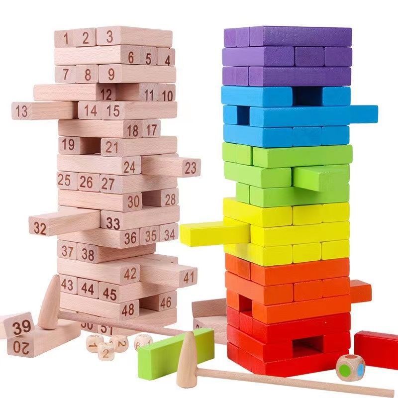 包邮儿童益智亲子玩具叠叠乐木质玩具层层叠大号木头积木平衡叠叠
