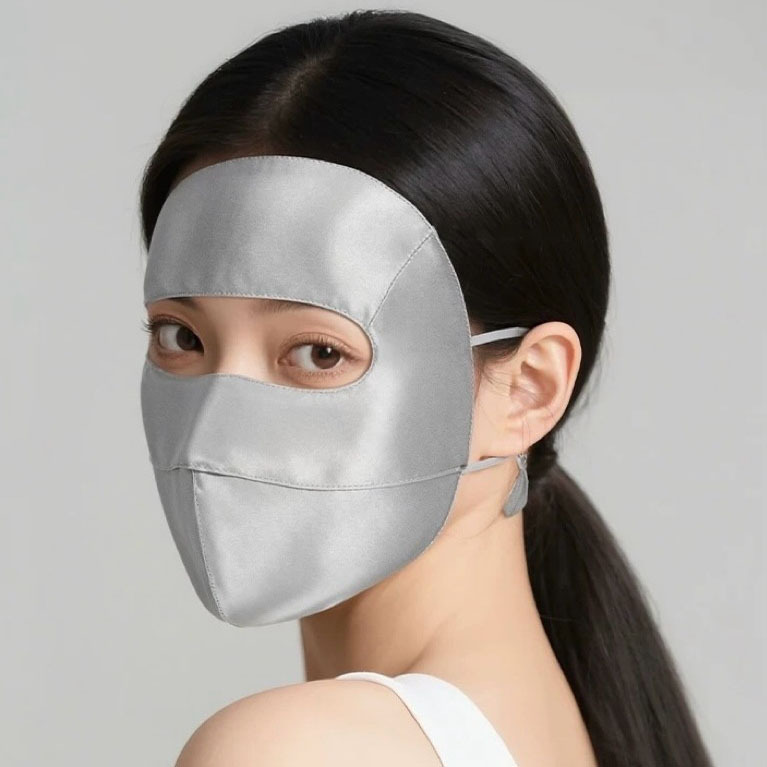 防晒面罩真丝100%桑蚕丝全脸款女医美防紫外线口罩脸基尼UPF50+|undefined