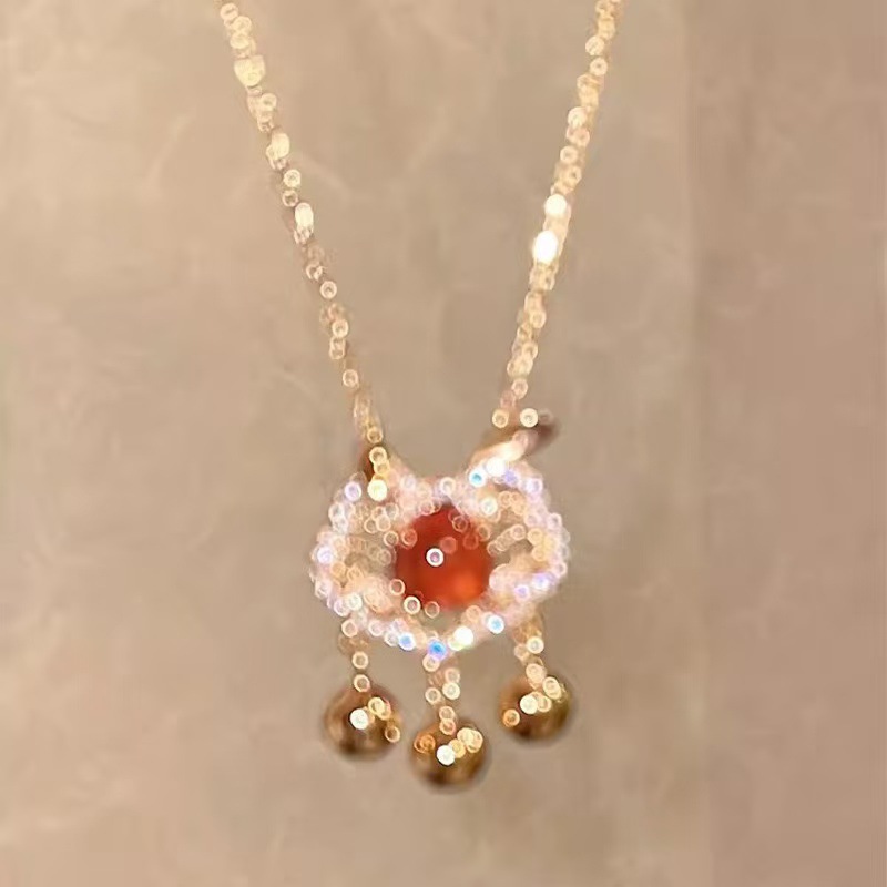 韩国ins风珍珠锆石钛钢项链女百搭小众高级感锁骨链仙女饰品批发