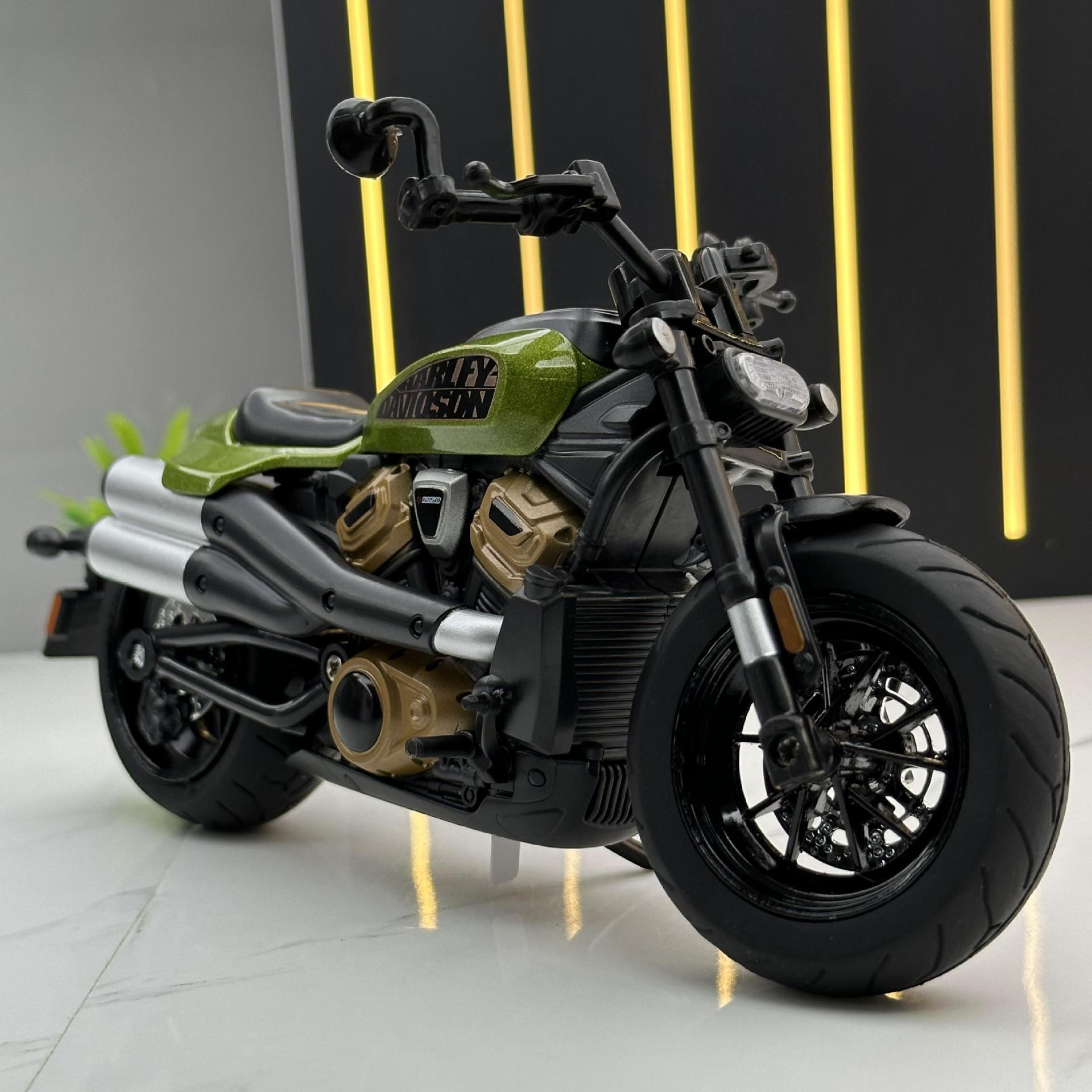 Huayi modelo de coche de aleación 1:12 Harley off-road motocicleta deslizante con luz modelo de coche de juguete para hombres colección de decoración