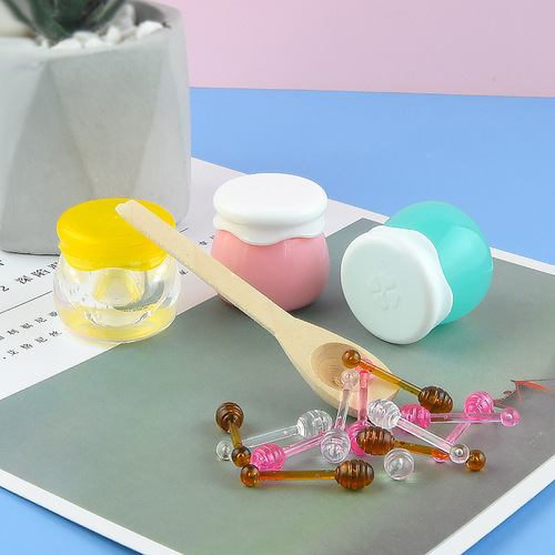 Honey fruit bottle small honey jar jam bottle lip mask box lip care empty bottle lip balm jar with accessories small spoon