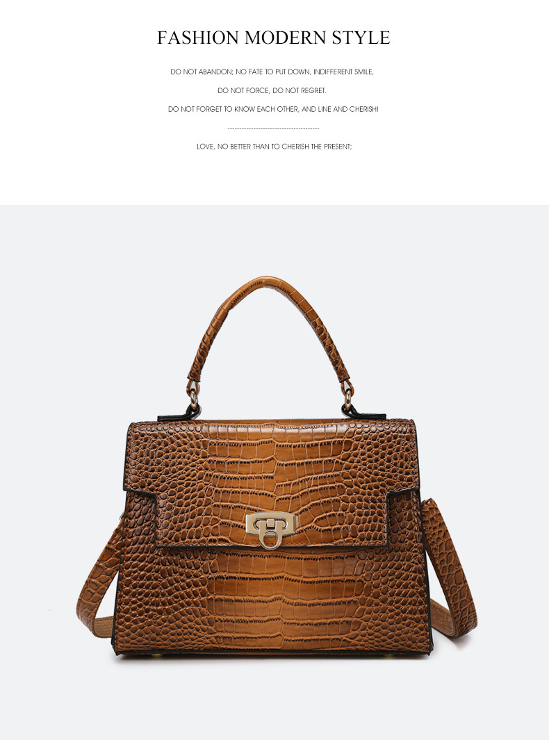 Elegant Crocodile-Textured Shoulder Bag - Vintage Kelly Style Handbag For Women, Crossbody Purse With Multiple Pockets, Fashionable PU Leather Tote_voghion.com