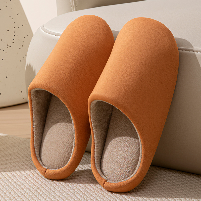 日本系ストライプスリッパ女性春秋静音保温室内軟底通気四季家庭滑り止め綿スリッパ男春