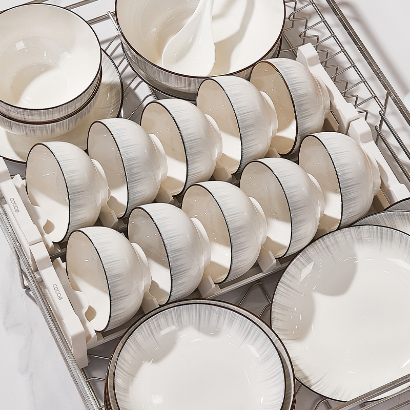 Dish Set Underglaze Color Jingdezhen Ceramic Tableware Light Luxury Gray Ceramic Household Tableware Bowls Plates Bowls Chopsticks