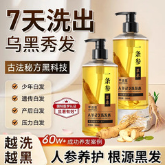 芊語蔲人參黑靈芝洗髮水一條參潤黑養發烏髮液植萃護髮黑直洗髮露