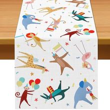 欢乐马戏团小动物桌旗家庭厨房餐厅派对农舍咖啡桌装饰亚马逊批发