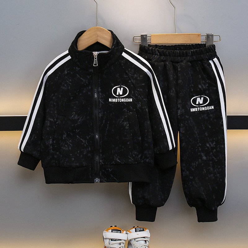 7705 primavera y otoño nuevo traje de ocio deportivo para niños bebé niño fresco y elegante traje de dos piezas