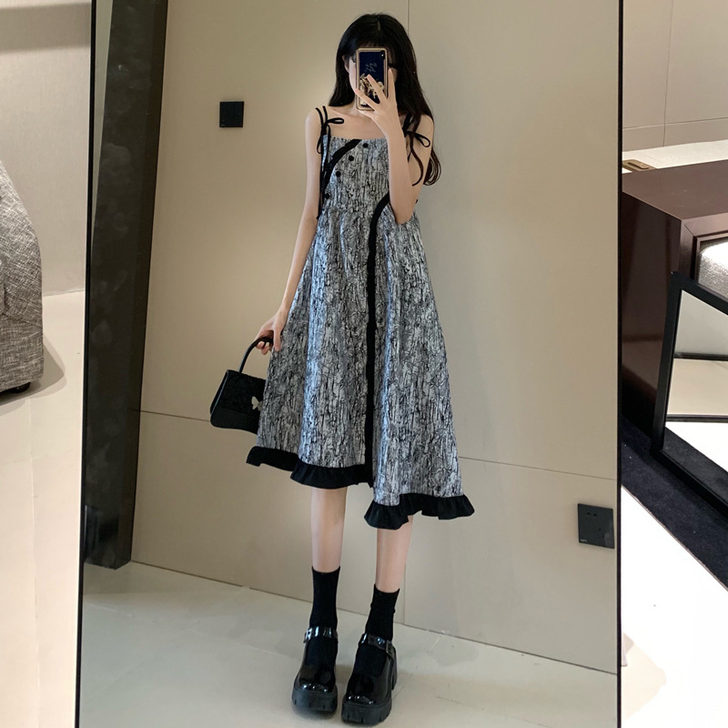 2022 fat MM texture braces skirt summer Paige Easy Sense of design A small minority Irregular Dress