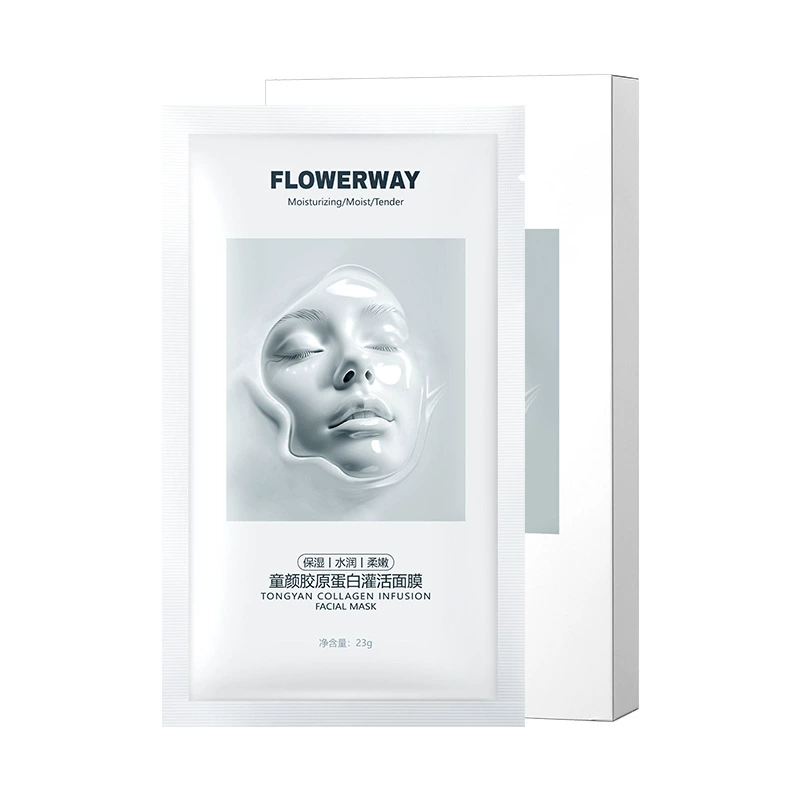 FLOWERWAY Коллаген, увлажняющая разглаживающая осветляющая маска для лица, осветляет оттенок кожи, сужает поры